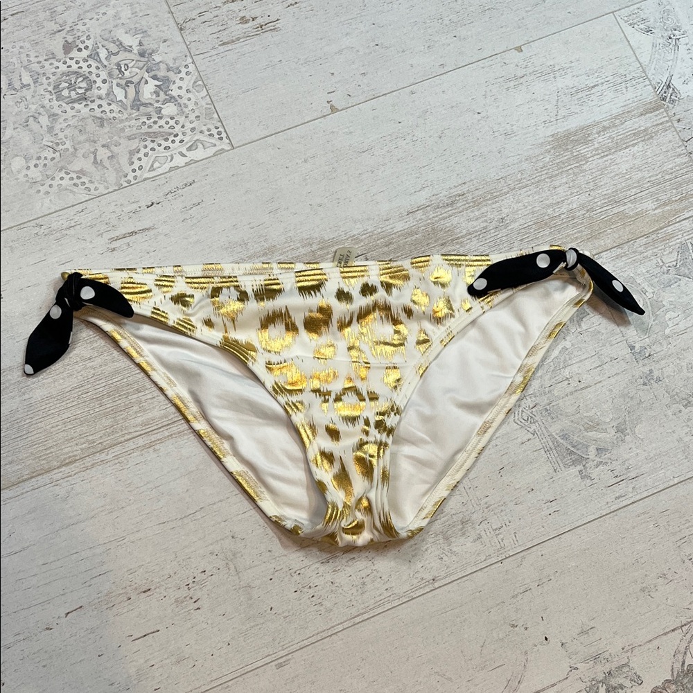Victorias Secret Gold Foil Anima Print Bikini Bottoms Size Large